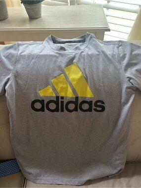 adidas Heather Gray Tee with Yellow Accent